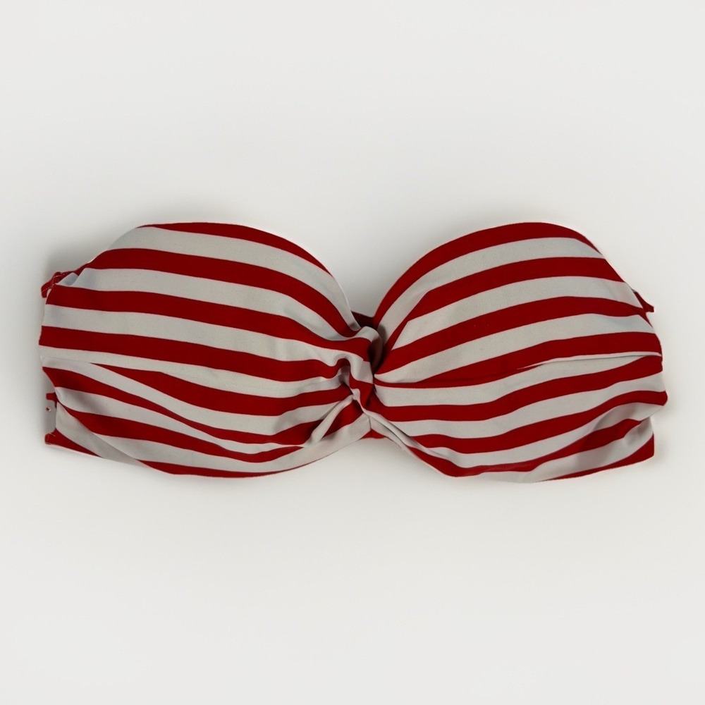 Cocoship Bikini Top Womens Size 4 Red White Striped Bandeau Underwire Twist USA